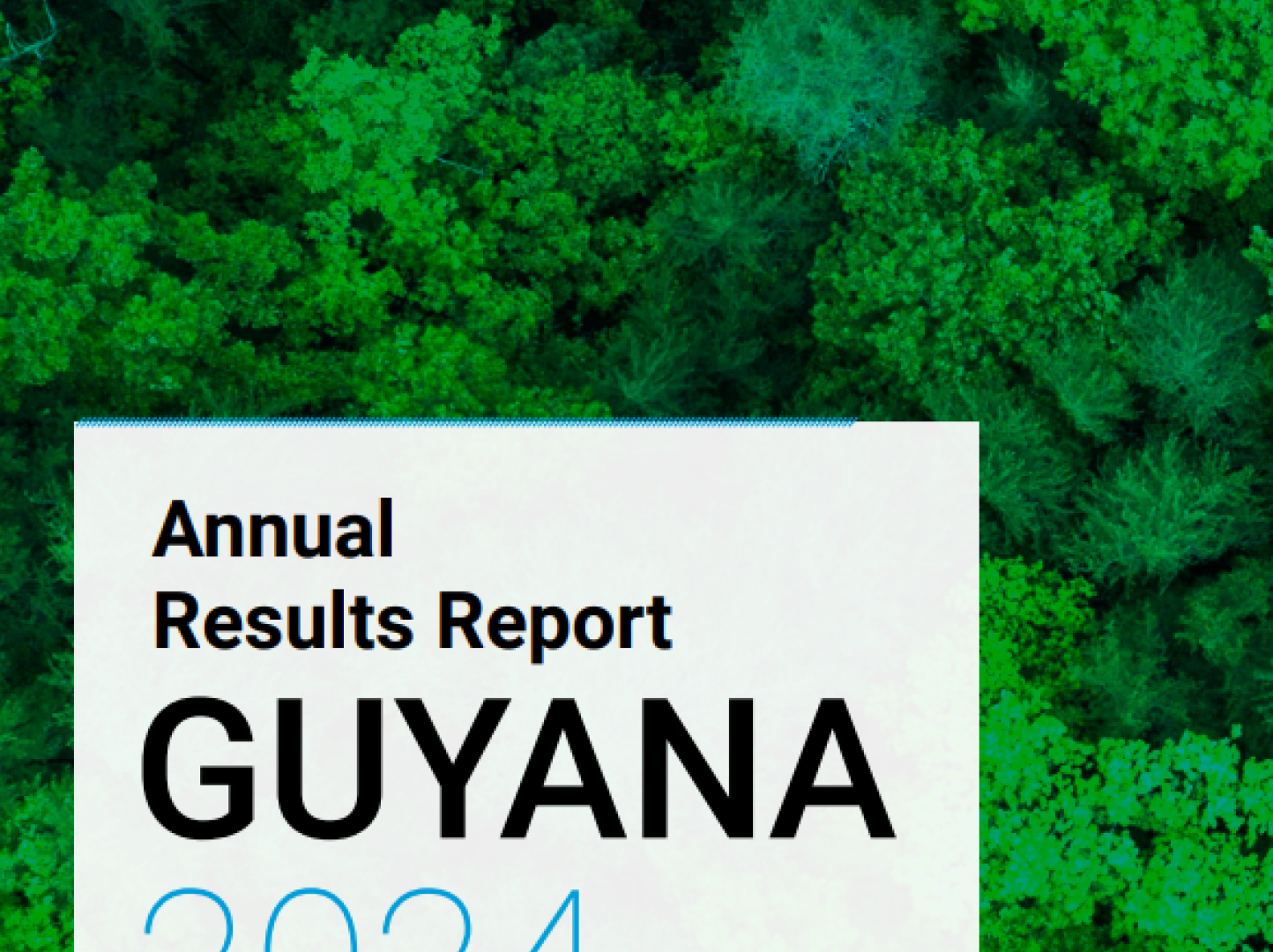 A cover with the wording Annual Results Report Guyana 2024. 