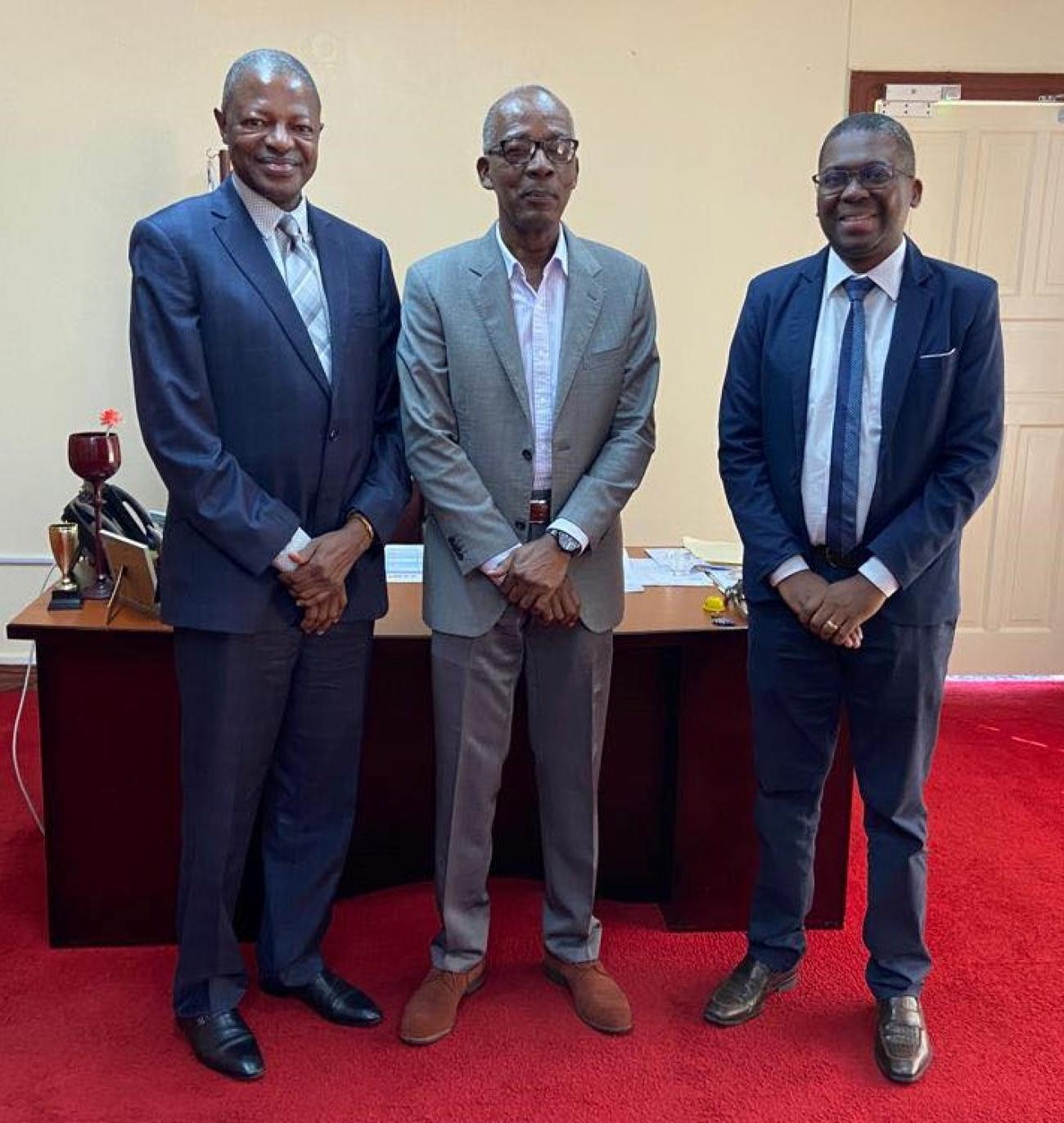 Dr. Hassan Ndahi, ILO Senior Specialist, Skills and Employability; Hon. Joseph Hamilton, Minister of Labour, Guyana; and Mr Richard Maughn, CEO, Board of Industrial Training, Guyana