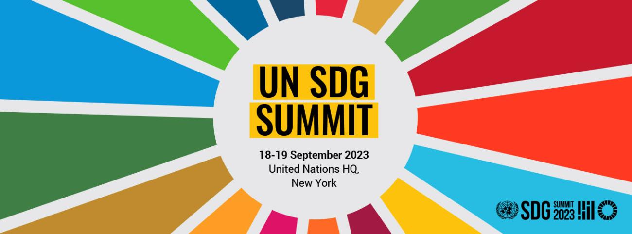UN SDG Summit banner 18-19 September 2023 United Nations Headquarters New York
