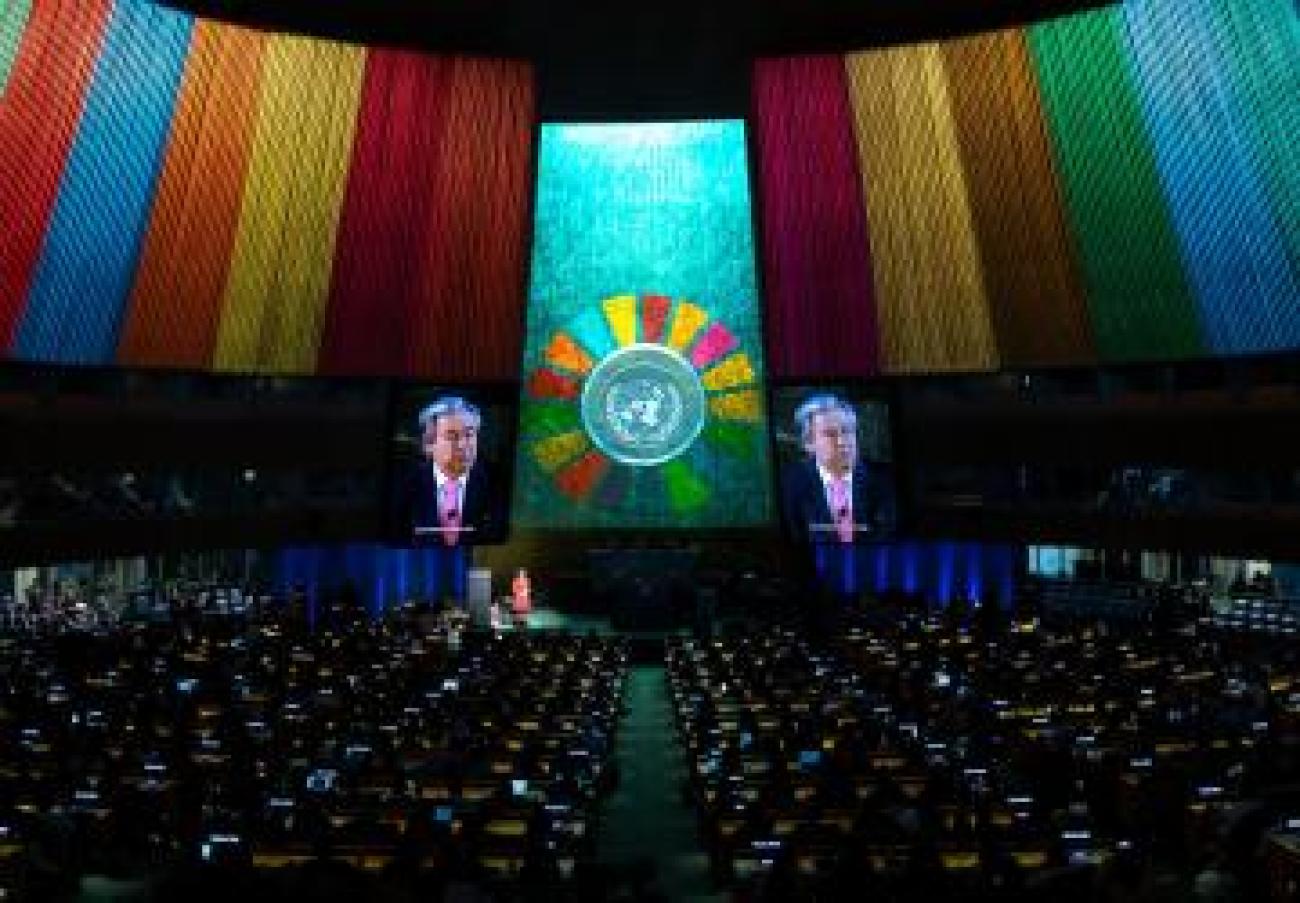 António Guterres UN Secretary-General addresses an audience at UN Headquarters