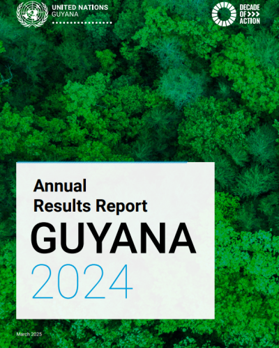 A cover with the wording Annual Results Report Guyana 2024.