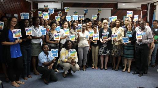 UN Guyana staff displaying zero discrimination messages