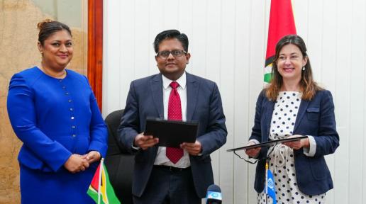 Minister Manickchand, Minister Singh, and World Bank Representative.