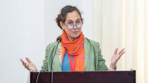 Yeşim Oruç, UN Resident Coordinator delivers remarks during a panel discussion on Human Rights and Sustainable Development.