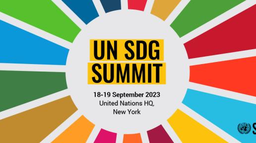 UN SDG Summit banner 18-19 September 2023 United Nations Headquarters New York