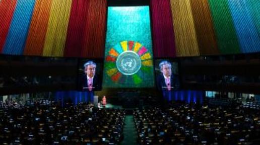 António Guterres UN Secretary-General addresses an audience at UN Headquarters
